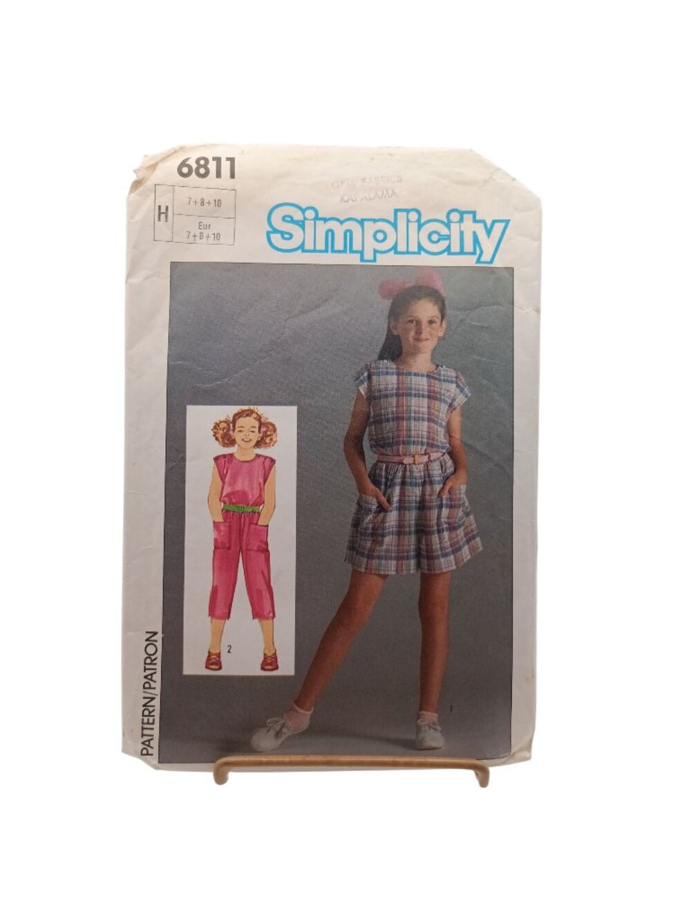 Simplicity 6811 Girls 7-10 Jumpsuit Sewing Pattern Vintage 1984 Easy-To-Sew